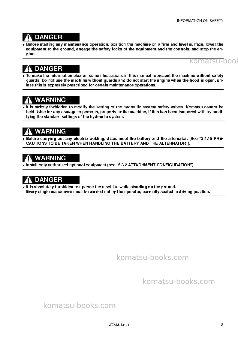 Komatsu pc88mr-8ita Operation manual cover Page 5 Komatsu pc88mr-8ita Operation manual cover Page 5