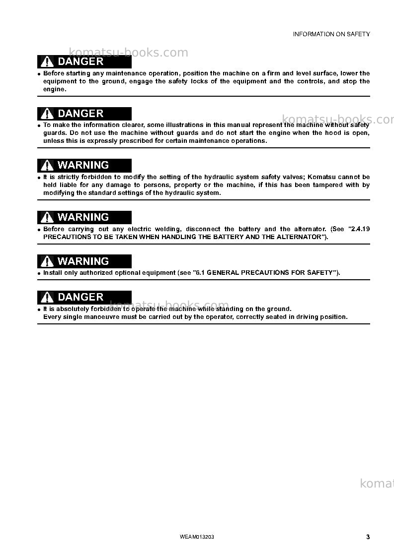 Komatsu pc78us-8jpn-for eu Operation manual cover Page 5 Komatsu pc78us-8jpn-for eu Operation manual cover Page 5