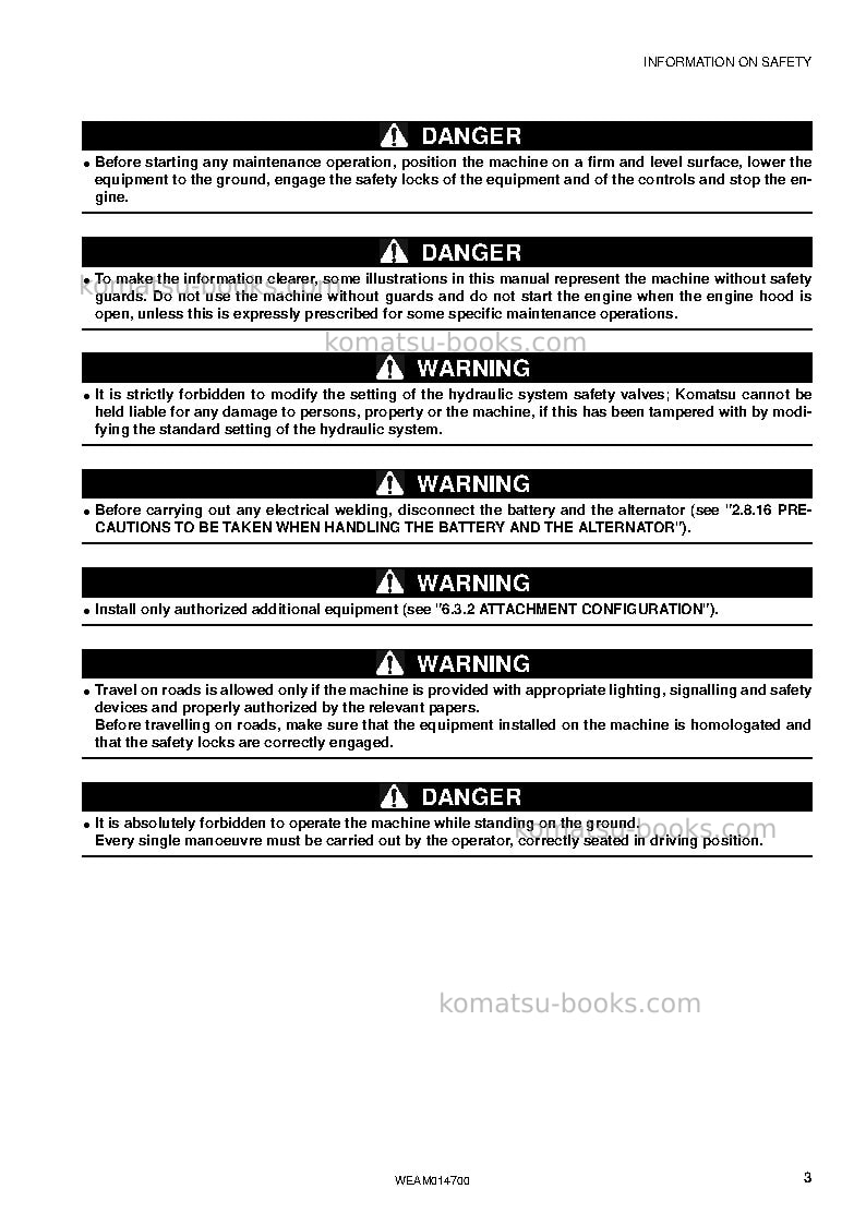 Komatsu sk820-5ita Operation manual cover Page 5 Komatsu sk820-5ita Operation manual cover Page 5