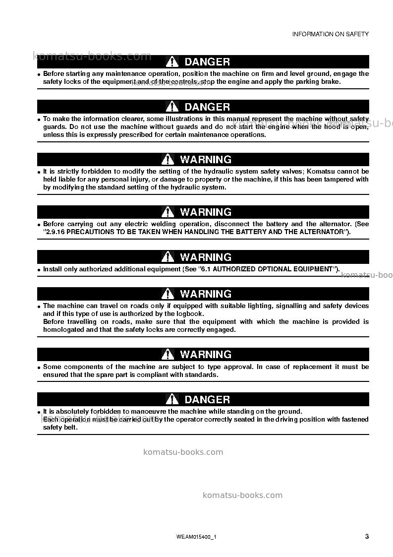 Komatsu wb97r-5ita-tier 3 Operation manual cover Page 5