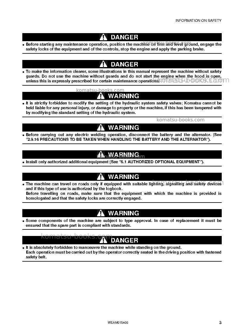 Komatsu wb97r-5ita-tier 3 Operation manual cover Page 5