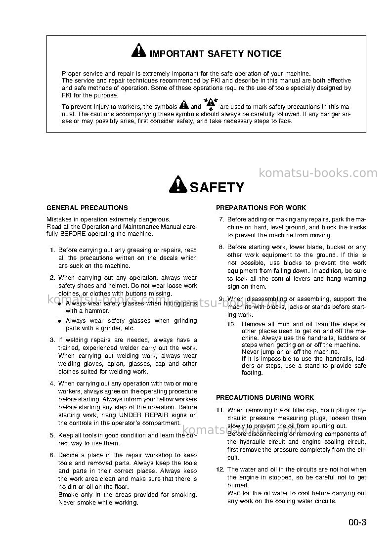 Komatsu pc75-1ita Repair & maintenance cover Page 5 Komatsu pc75-1ita Repair & maintenance cover Page 5