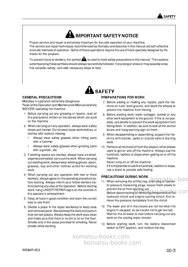 Komatsu wb93r-5ita-tier 3 Repair & maintenance cover Page 5