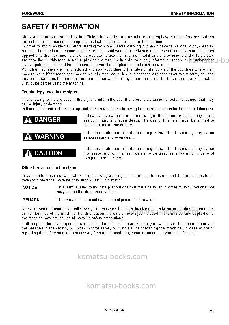 Komatsu wb97r-5ita-tier 3 Operation manual cover Page 5