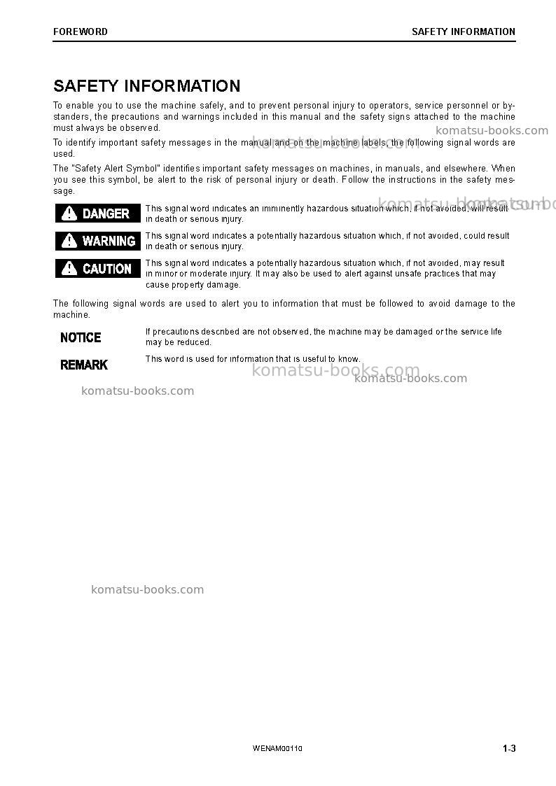 Komatsu pc138us-11ita Operation manual cover Page 5