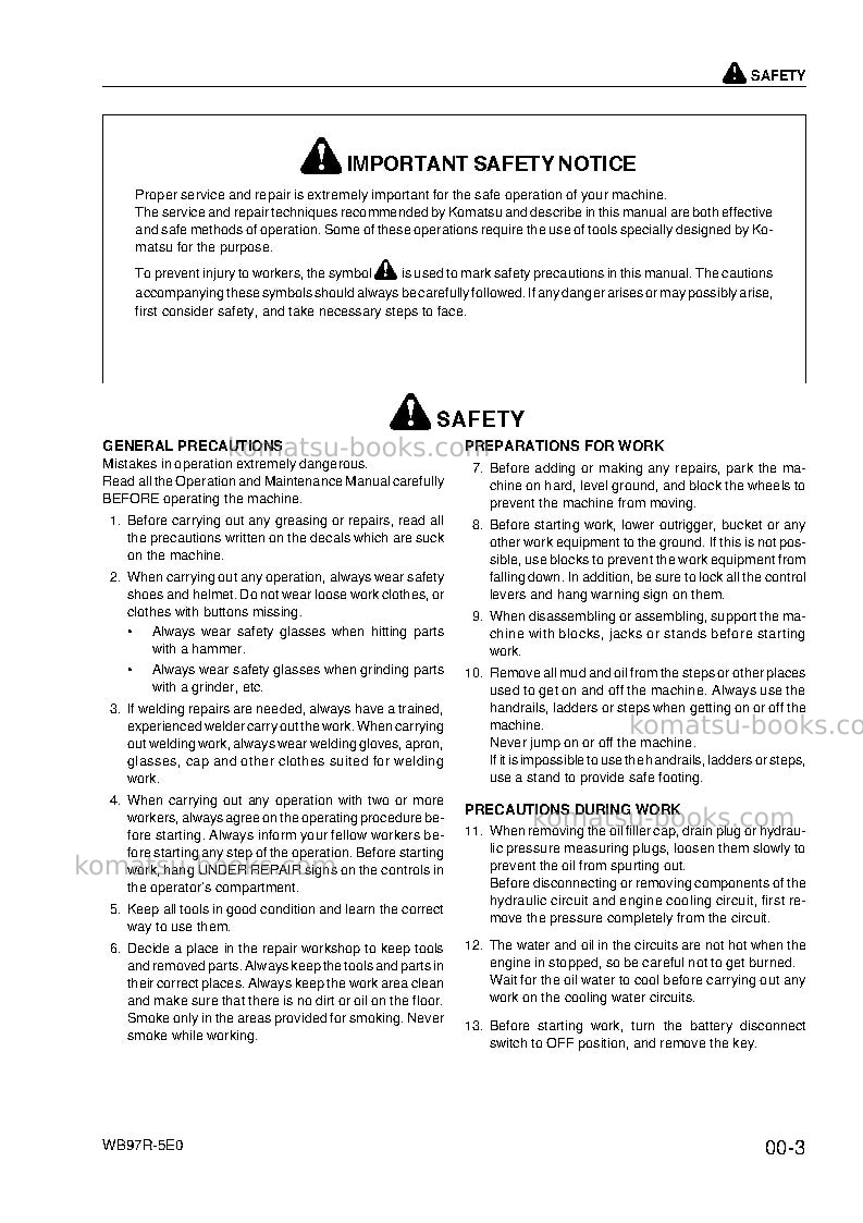 Komatsu wb97r-5ita-tier 3 Repair & maintenance cover Page 5