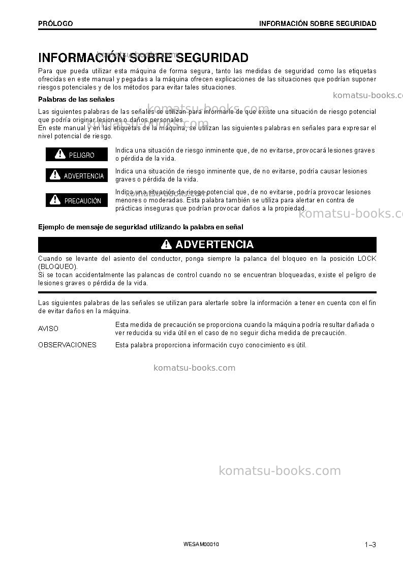 Komatsu pc138us-10ita Manual de operación cover Page 5 Komatsu pc138us-10ita Manual de operación cover Page 5