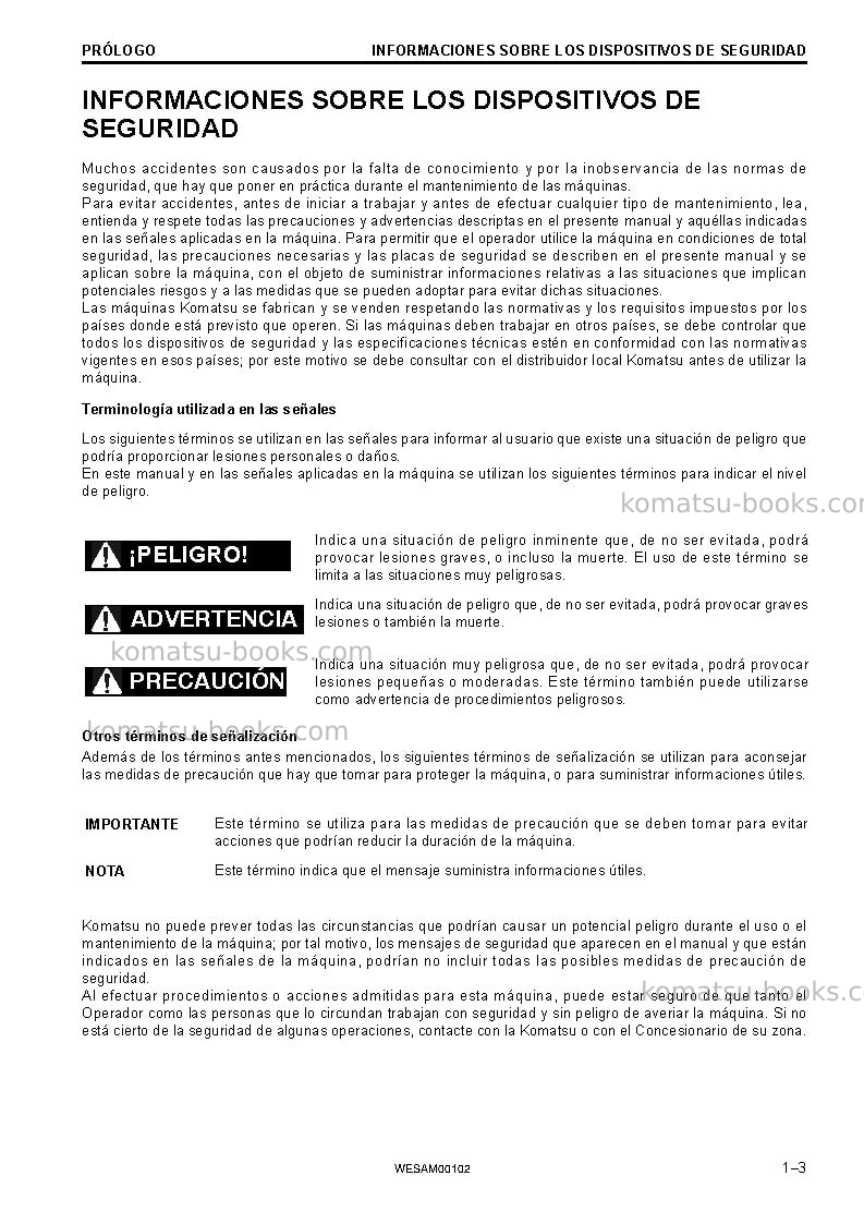 Komatsu wb93r-5ita-tier 3 Manual de operación cover Page 5