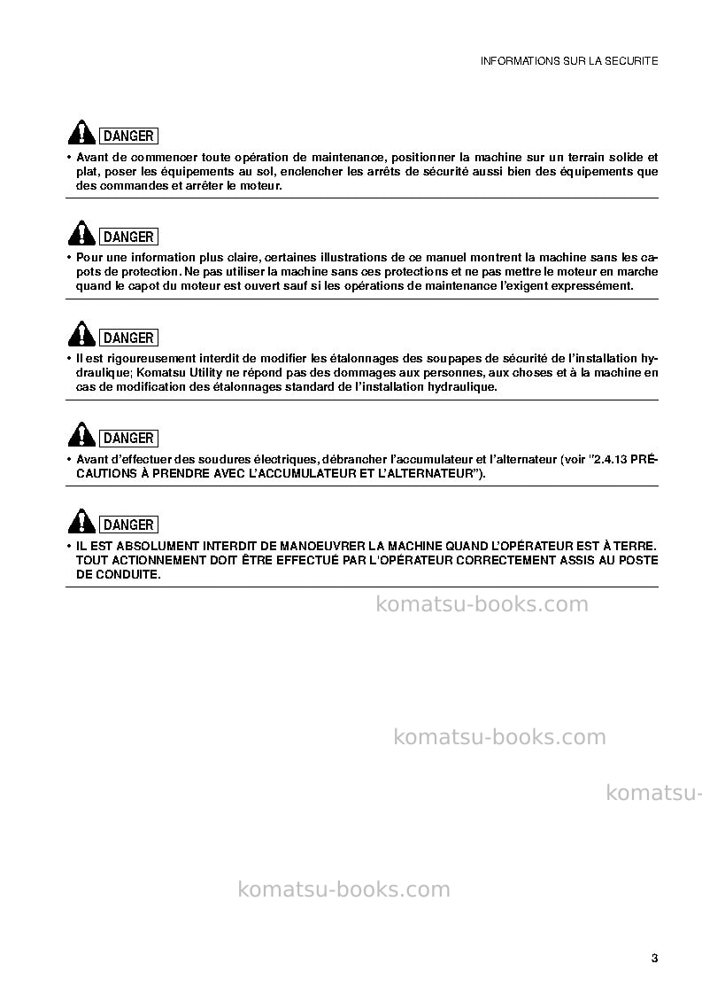 Komatsu pc09-1jpn Manuel d'utilisation couverture Page 5 Komatsu pc09-1jpn Manuel d'utilisation couverture Page 5