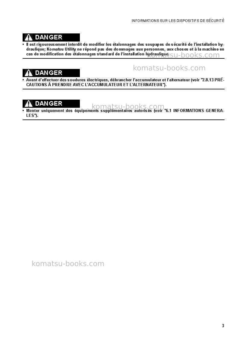 Komatsu pc50mr-2jpn-for eu Manuel d'utilisation couverture Page 5 Komatsu pc50mr-2jpn-for eu Manuel d'utilisation couverture Page 5