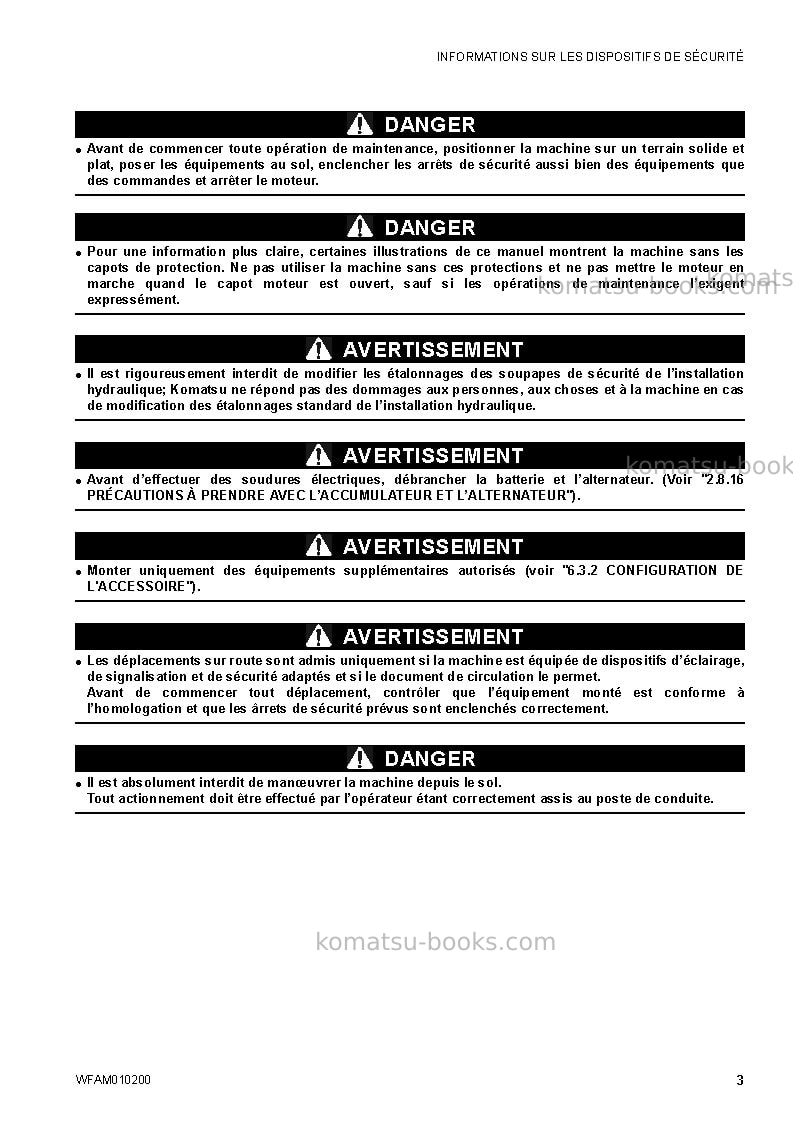 Komatsu sk510-5ita Manuel d'utilisation couverture Page 5 Komatsu sk510-5ita Manuel d'utilisation couverture Page 5