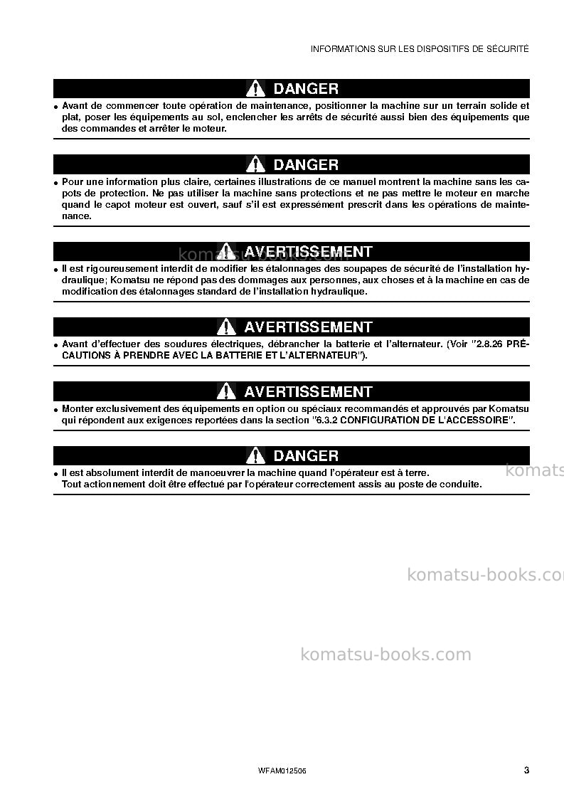 Komatsu pc26mr-3ita Manuel d'utilisation couverture Page 5 Komatsu pc26mr-3ita Manuel d'utilisation couverture Page 5