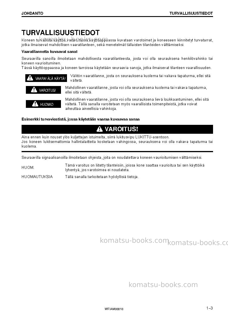 Komatsu pc138us-10ita Operation manual cover Page 5 Komatsu pc138us-10ita Operation manual cover Page 5