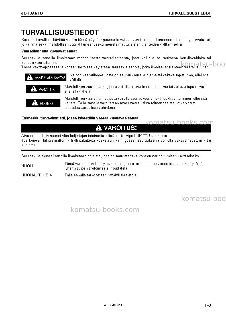 Komatsu pc138us-10ita Operation manual cover Page 5 Komatsu pc138us-10ita Operation manual cover Page 5