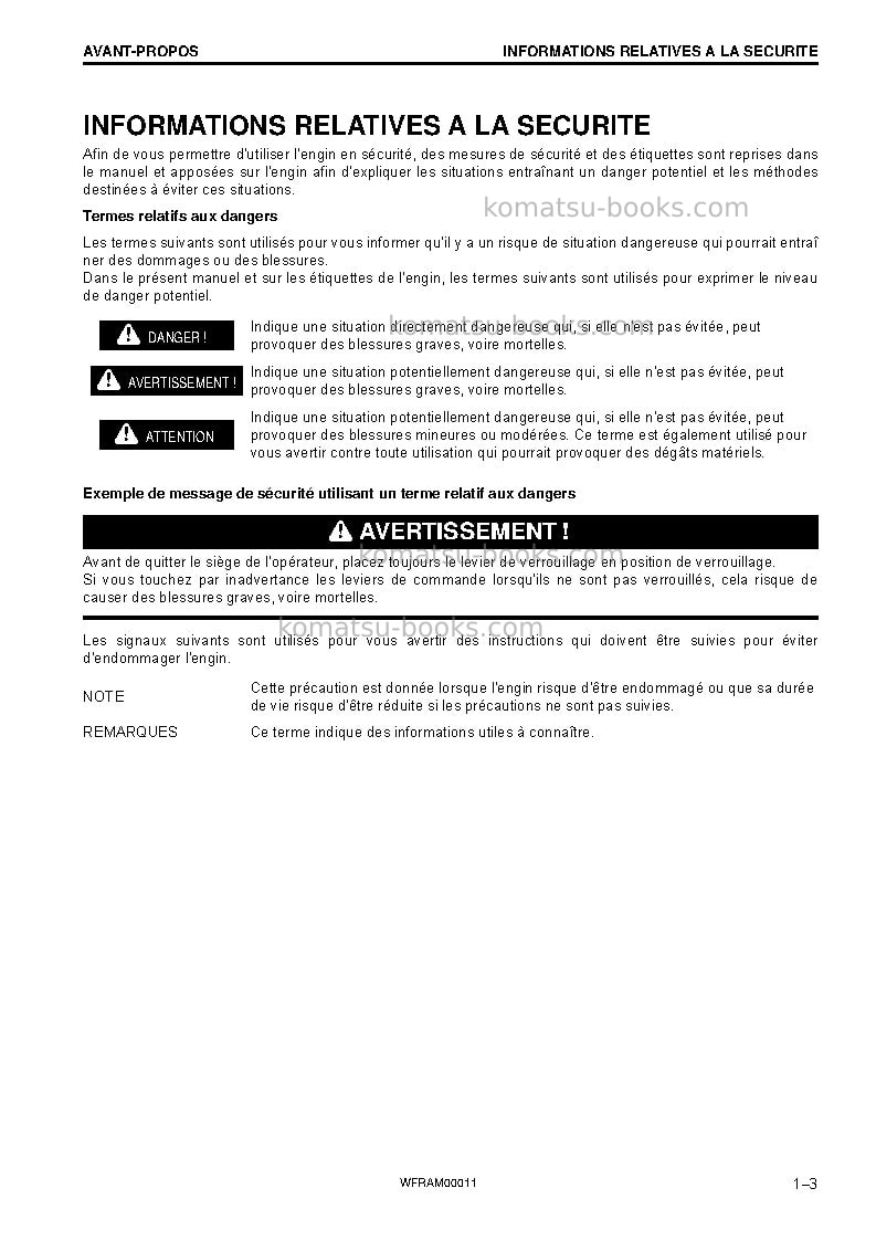Komatsu pc138us-10ita Manuel d'utilisation couverture Page 5