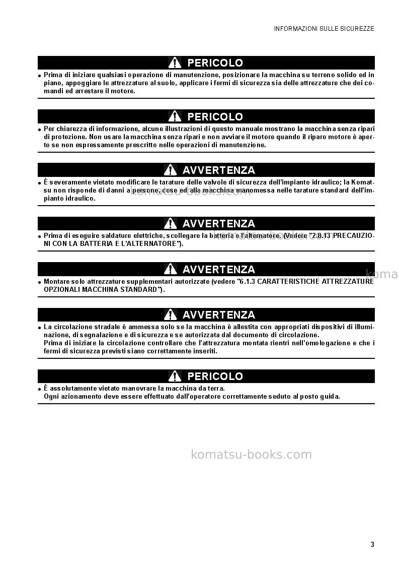 Komatsu ck20-1ita Manuale operativo copertina Pagina 5 Komatsu ck20-1ita Manuale operativo copertina Pagina 5