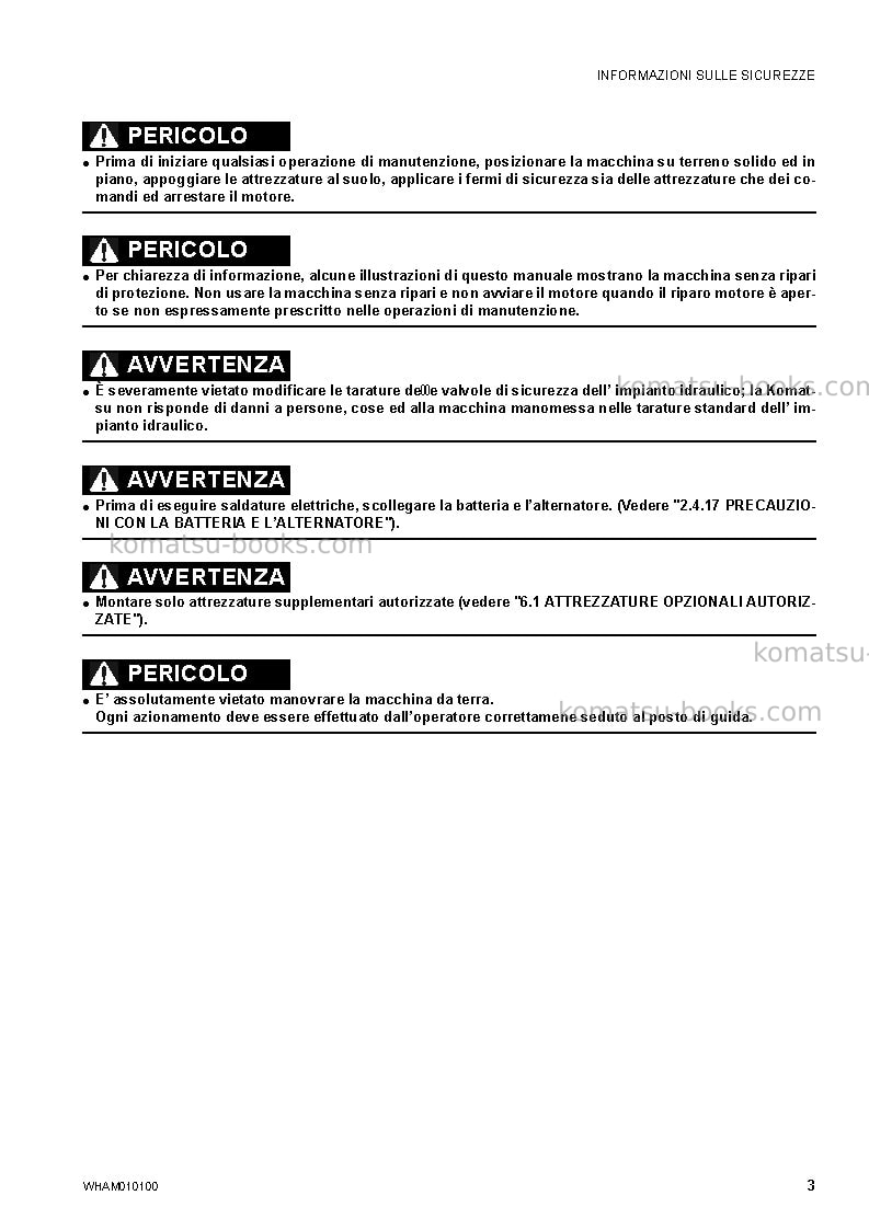Komatsu pc78us-8jpn-for eu Manuale operativo copertina Pagina 5