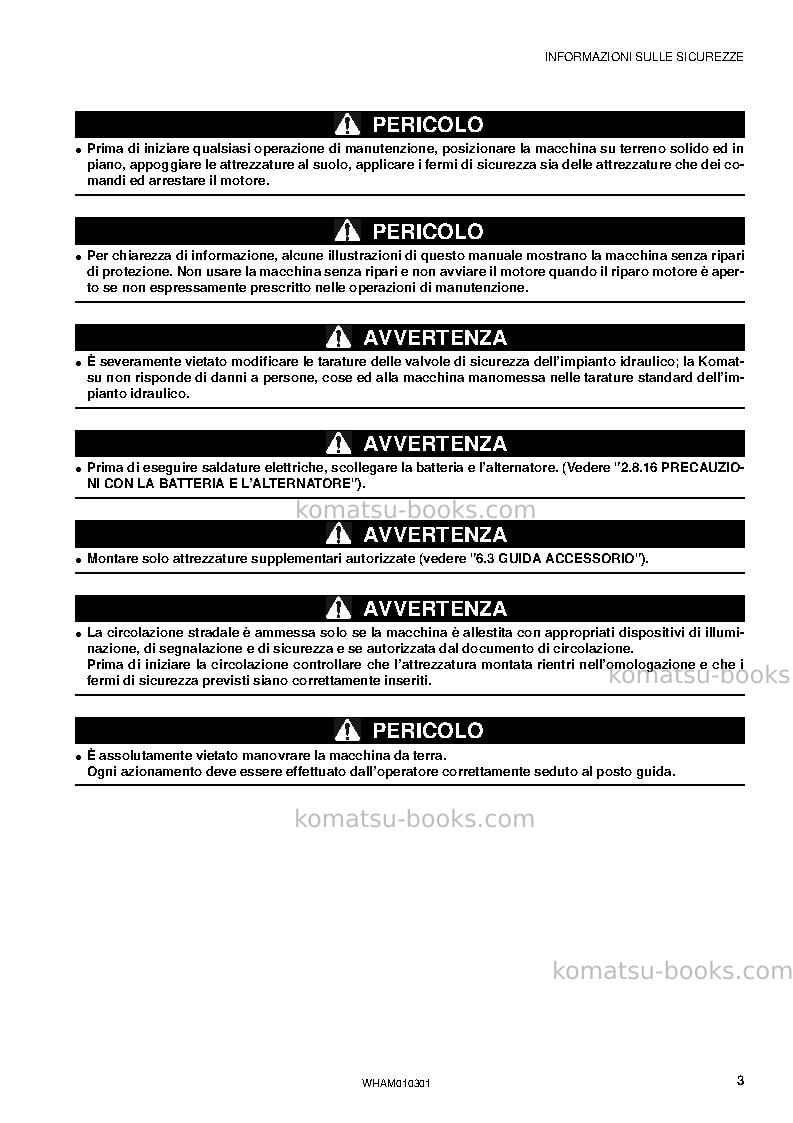 Komatsu sk714-5ita-/ Manuale operativo copertina Pagina 5 Komatsu sk714-5ita-/ Manuale operativo copertina Pagina 5