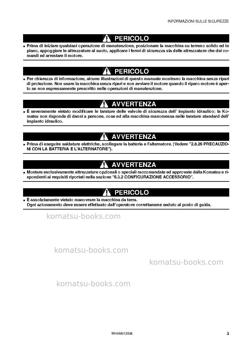 Komatsu pc26mr-3ita Manuale operativo copertina Pagina 5 Komatsu pc26mr-3ita Manuale operativo copertina Pagina 5