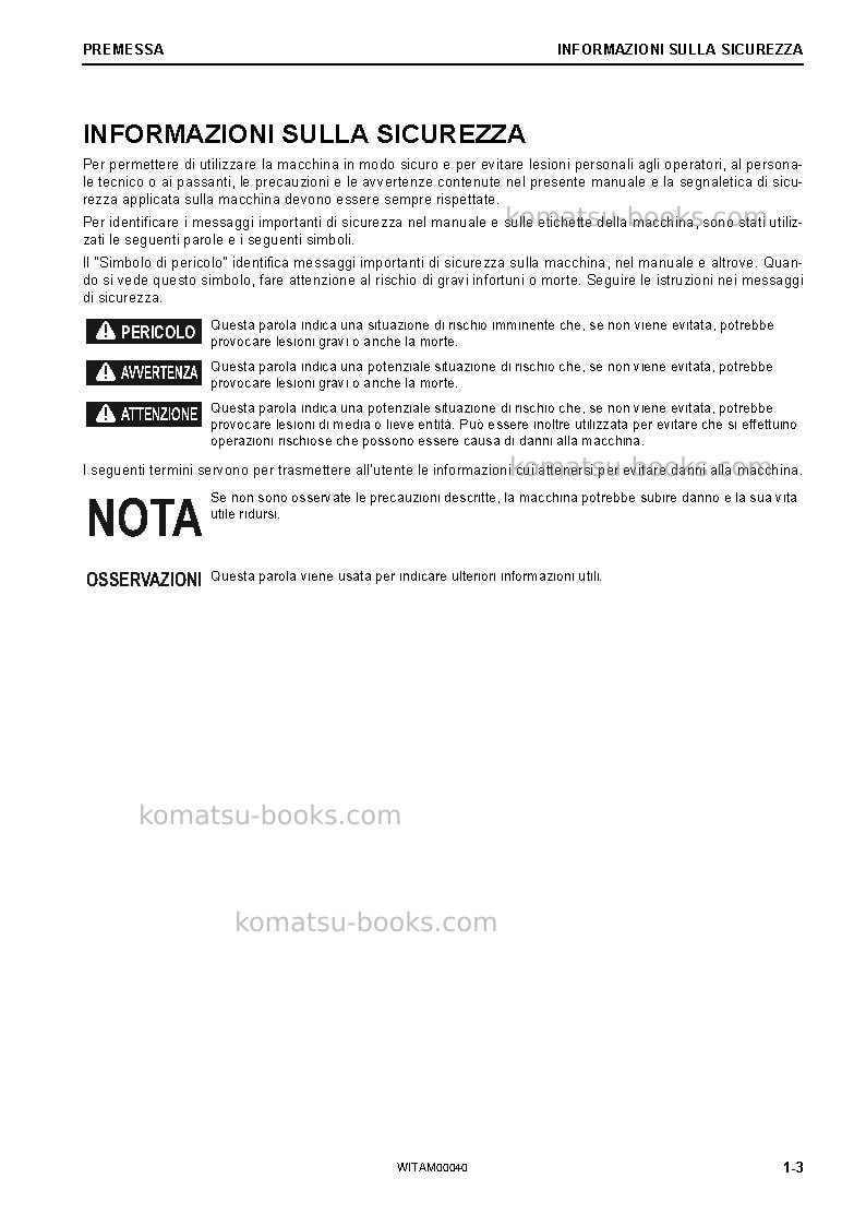 Komatsu pc88mr-10ita Manuale operativo copertina Pagina 5