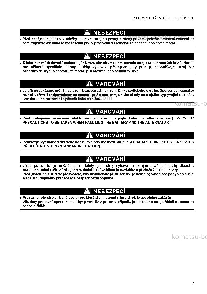 Komatsu ck20-1ita Provozní manuál obálka Strana 5 Komatsu ck20-1ita Provozní manuál obálka Strana 5