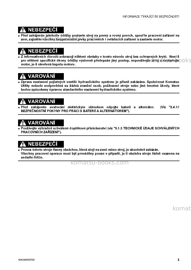 Komatsu pc80mr-3ita Provozní manuál obálka Strana 5 Komatsu pc80mr-3ita Provozní manuál obálka Strana 5