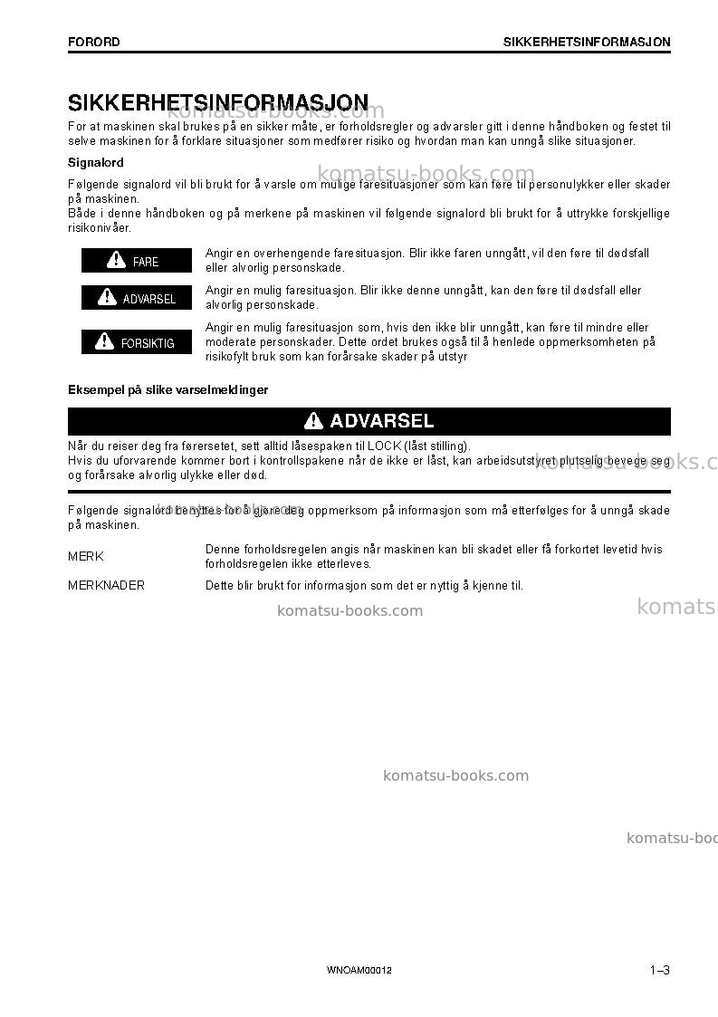 Komatsu pc138us-10ita Operation manual cover Page 5