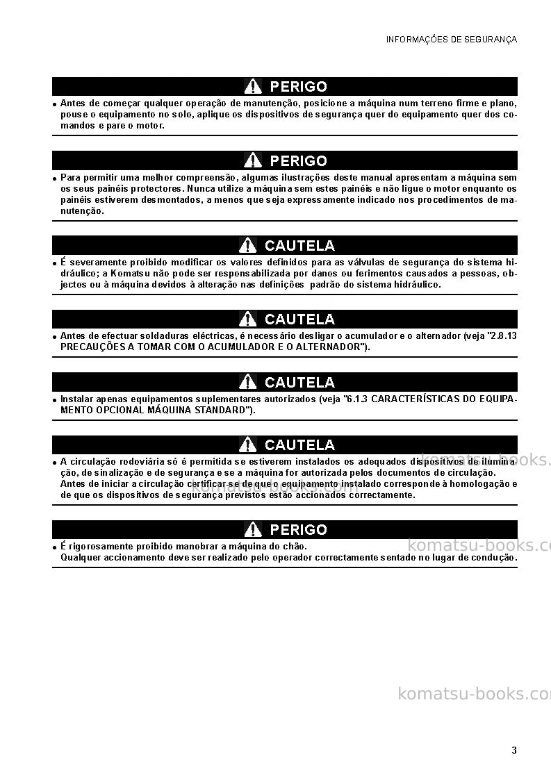Komatsu sk1020-5ita Manual de operação capa Página 5 Komatsu sk1020-5ita Manual de operação capa Página 5