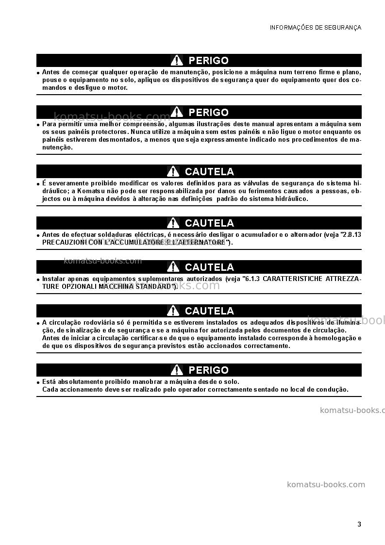 Komatsu sk1026-5ita Manual de operação capa Página 5 Komatsu sk1026-5ita Manual de operação capa Página 5