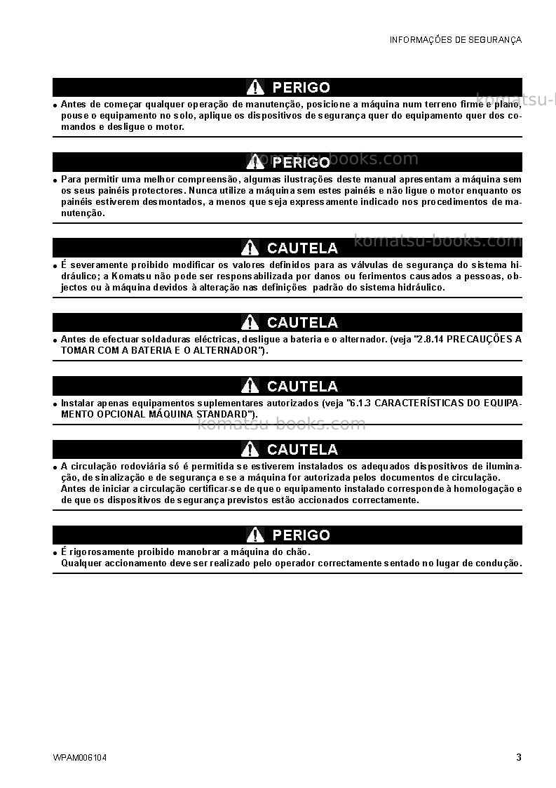 Komatsu ck20-1ita Manual de operação capa Página 5 Komatsu ck20-1ita Manual de operação capa Página 5