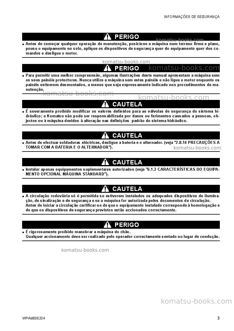 Komatsu ck30-1ita Manual de operação capa Página 5 Komatsu ck30-1ita Manual de operação capa Página 5