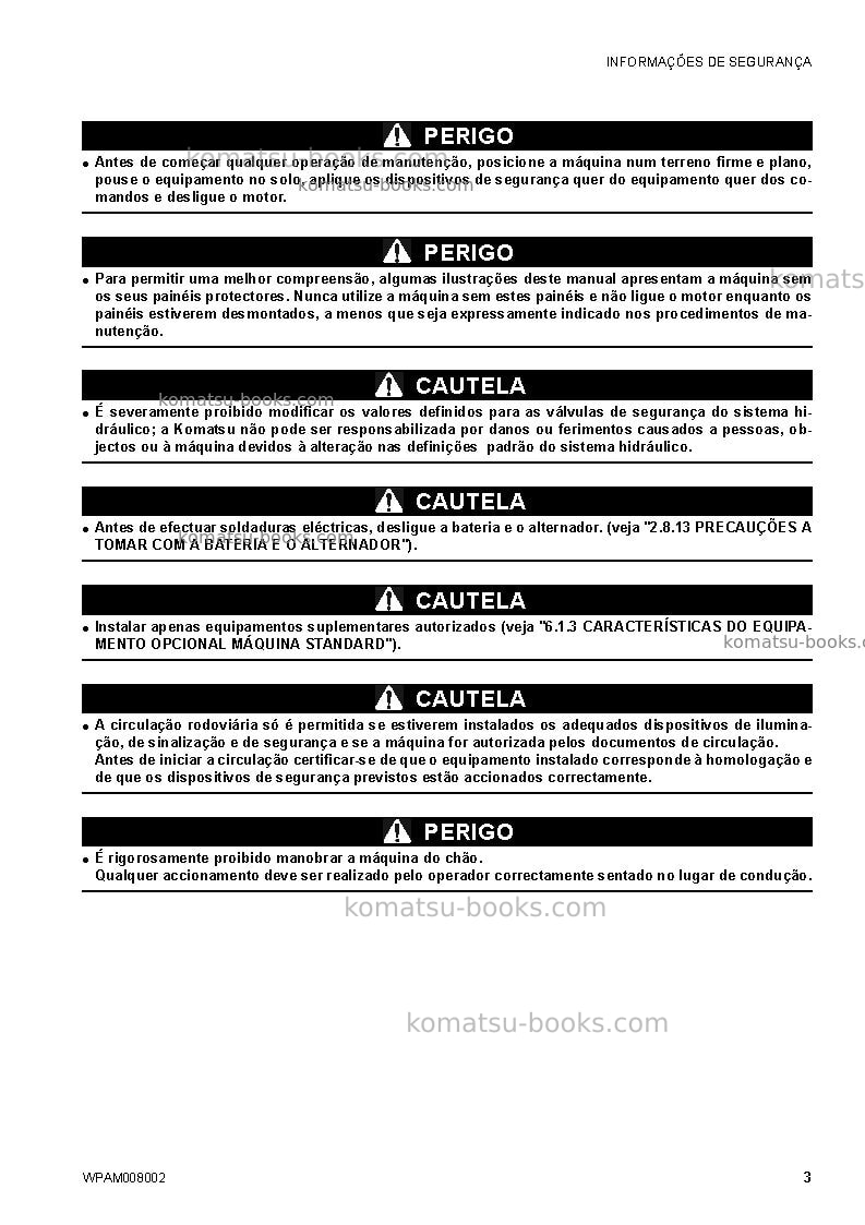 Komatsu ck35-1ita Manual de operação capa Página 5 Komatsu ck35-1ita Manual de operação capa Página 5