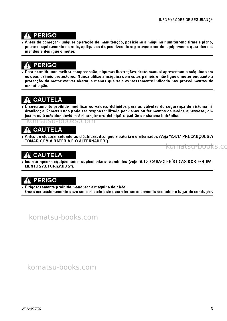 Komatsu pc80mr-3ita Manual de operação capa Página 5 Komatsu pc80mr-3ita Manual de operação capa Página 5