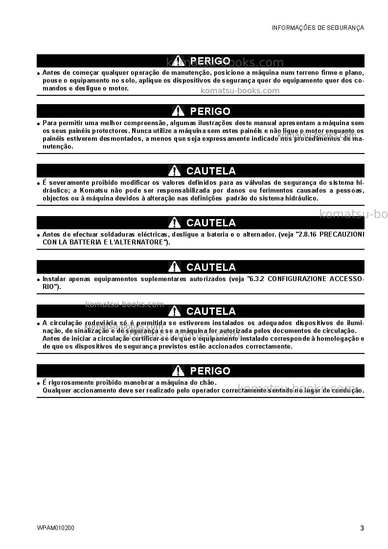 Komatsu sk510-5ita Manual de operação capa Página 5 Komatsu sk510-5ita Manual de operação capa Página 5