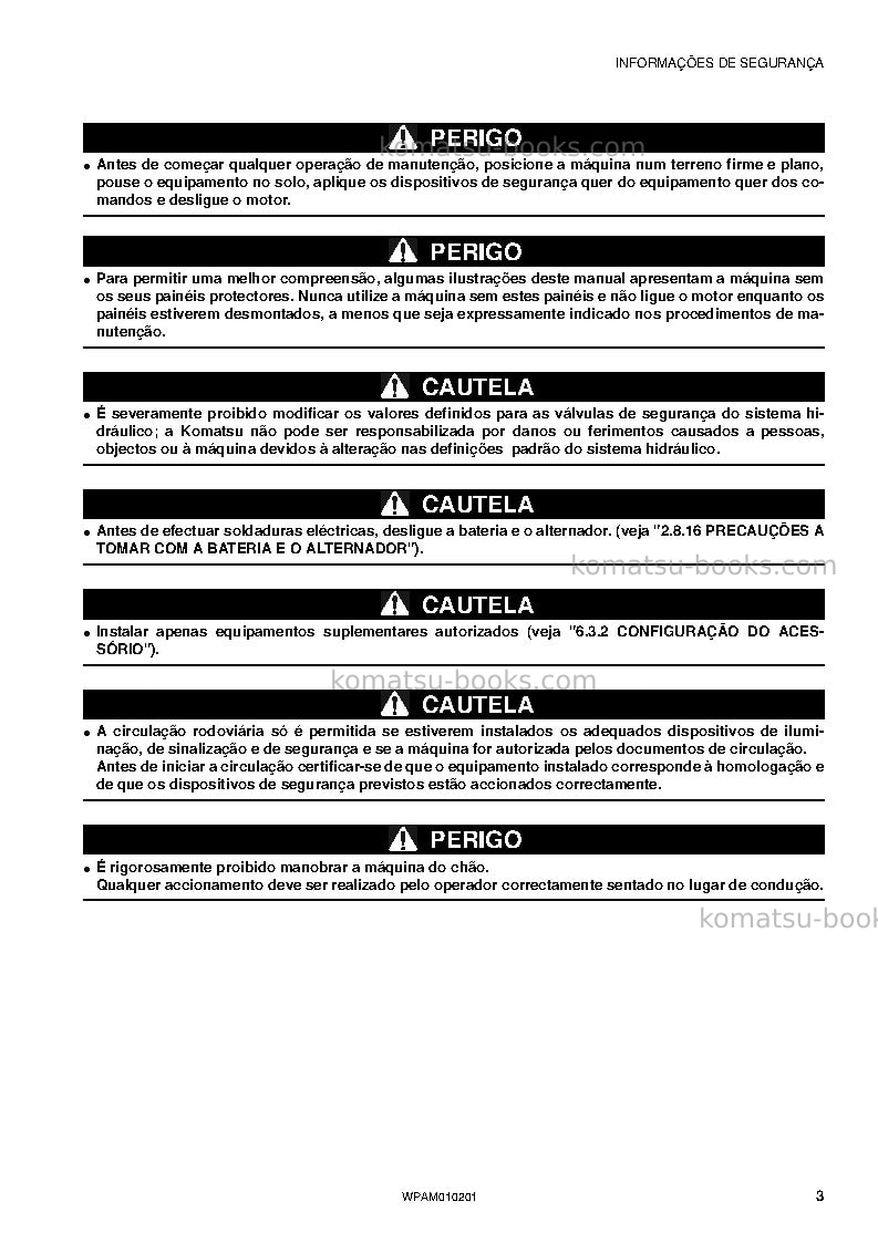 Komatsu sk510-5ita Manual de operação capa Página 5 Komatsu sk510-5ita Manual de operação capa Página 5