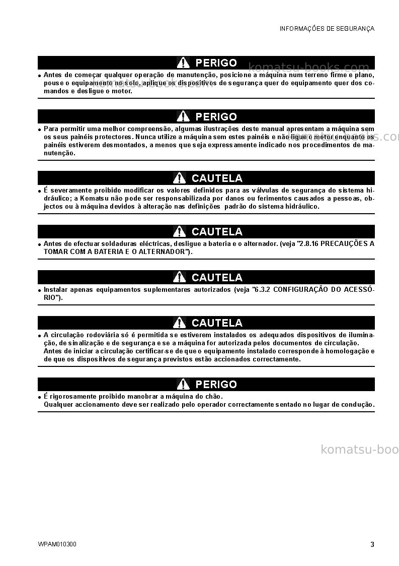 Komatsu sk714-5ita-/ Manual de operação capa Página 5