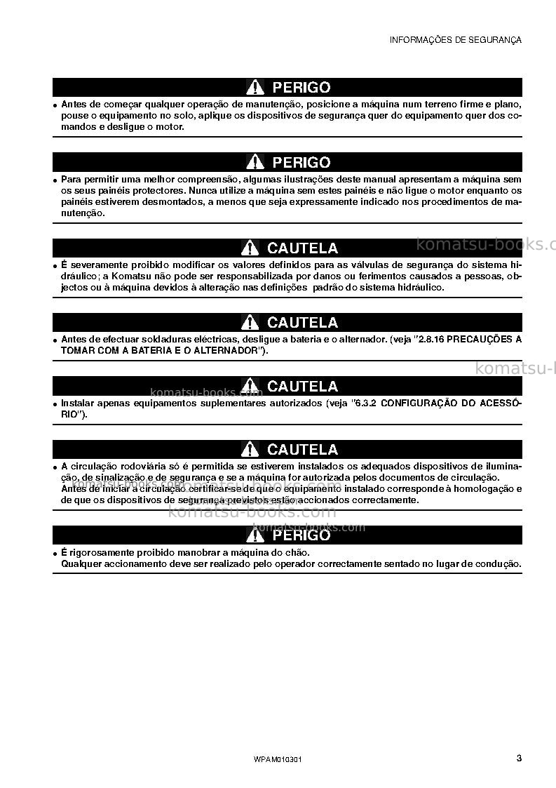 Komatsu sk714-5ita-/ Manual de operação capa Página 5 Komatsu sk714-5ita-/ Manual de operação capa Página 5