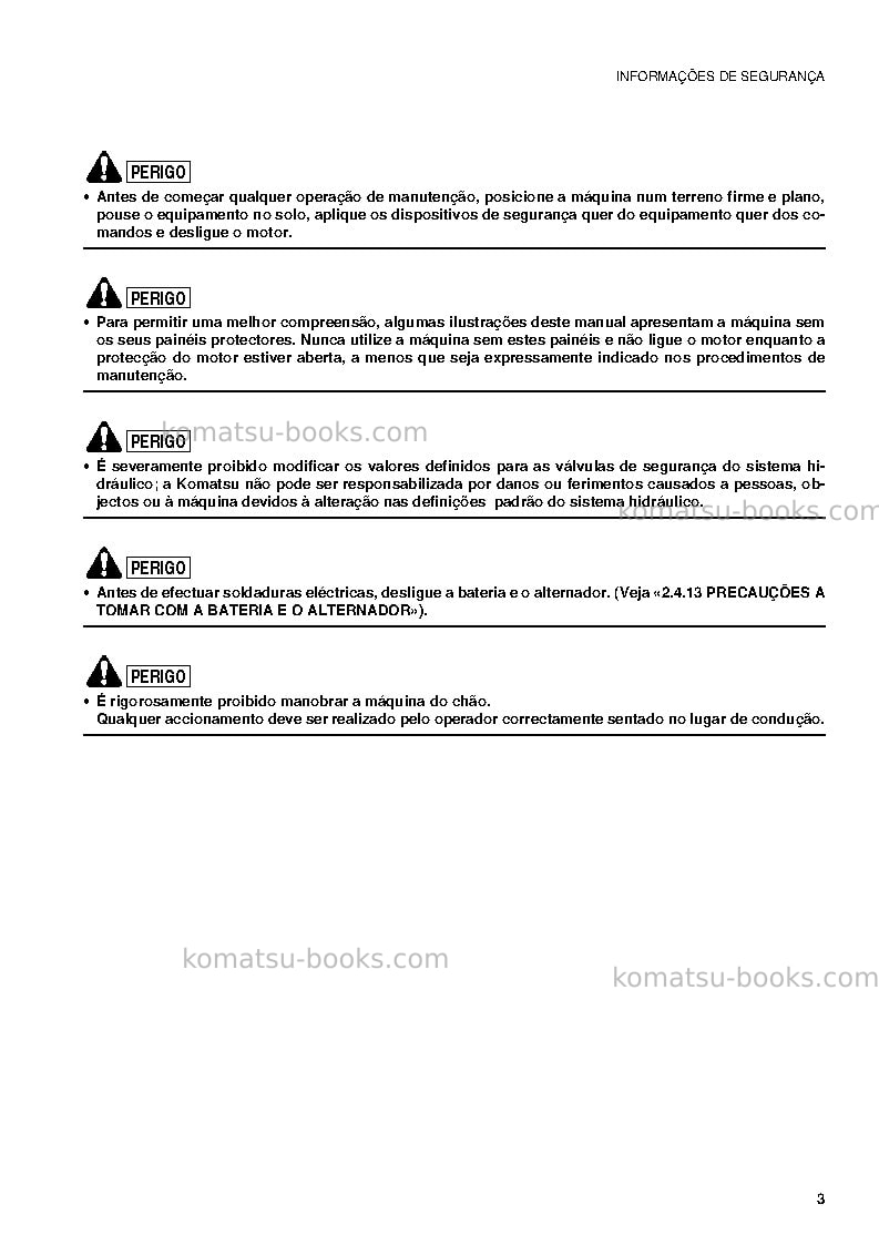 Komatsu pc09-1ita Manual de operação capa Página 5 Komatsu pc09-1ita Manual de operação capa Página 5