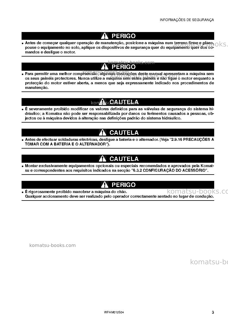 Komatsu pc26mr-3ita Manual de operação capa Página 5 Komatsu pc26mr-3ita Manual de operação capa Página 5