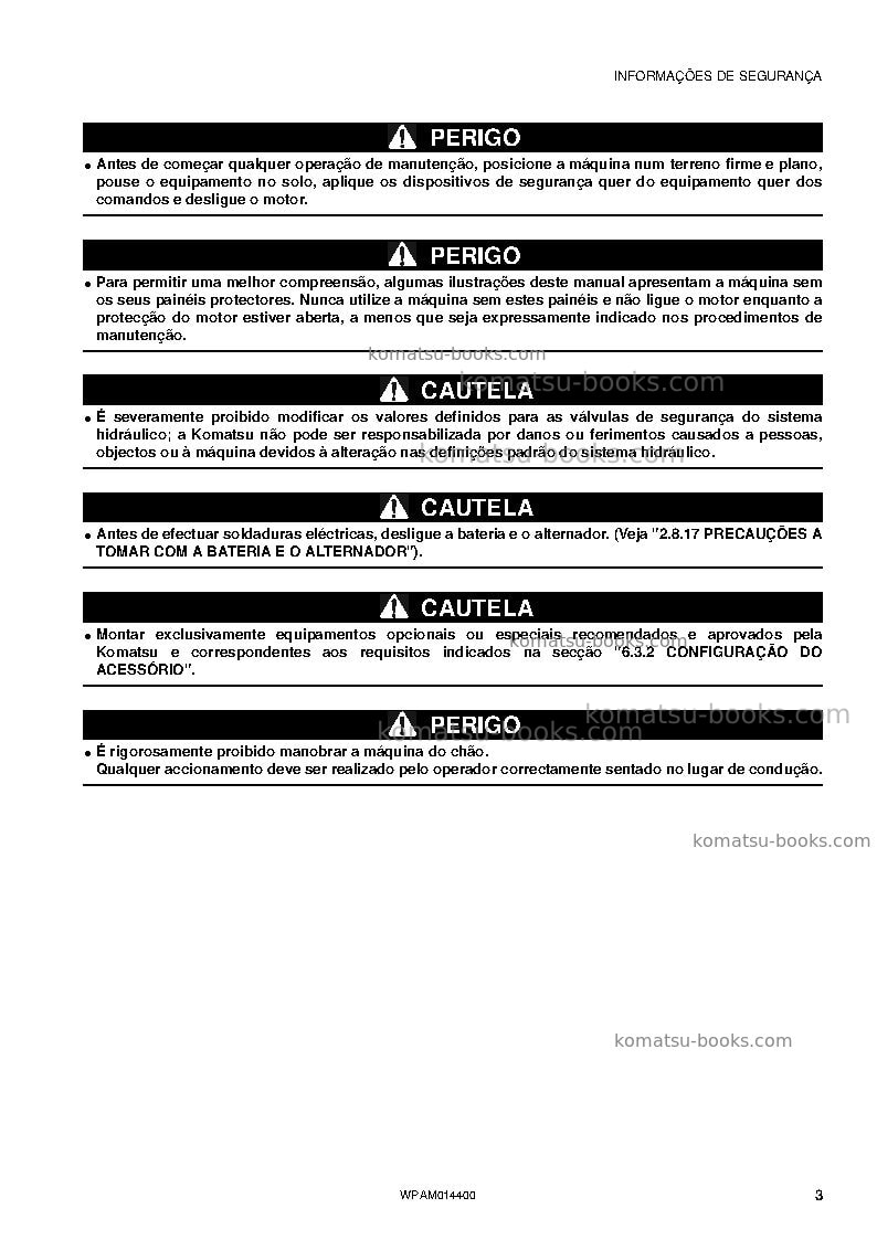 Komatsu pc55mr-3ita Manual de operação capa Página 5 Komatsu pc55mr-3ita Manual de operação capa Página 5
