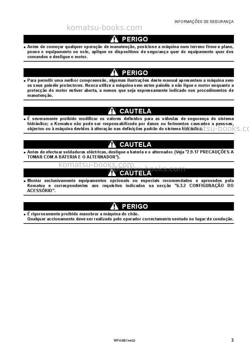 Komatsu pc55mr-3ita Manual de operação capa Página 5 Komatsu pc55mr-3ita Manual de operação capa Página 5