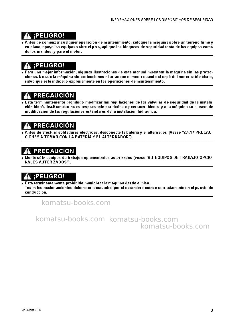 Komatsu pc78us-8jpn-for eu Manual de operación cover Page 5 Komatsu pc78us-8jpn-for eu Manual de operación cover Page 5