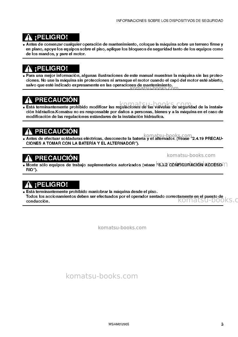 Komatsu pc80mr-3ita Manual de operación cover Page 5 Komatsu pc80mr-3ita Manual de operación cover Page 5