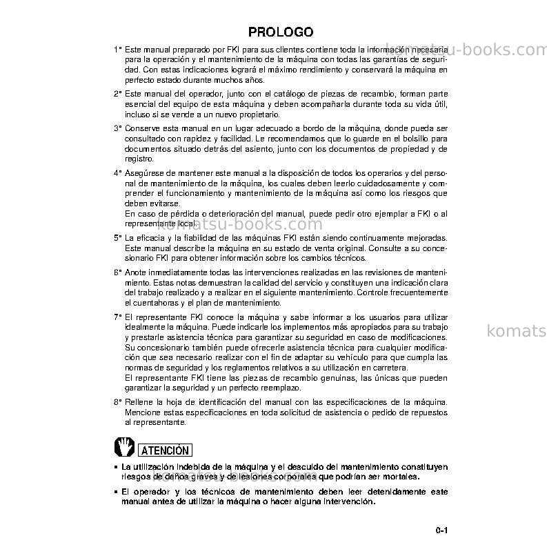 Komatsu pw95-1ita Manual de operación cover Page 5