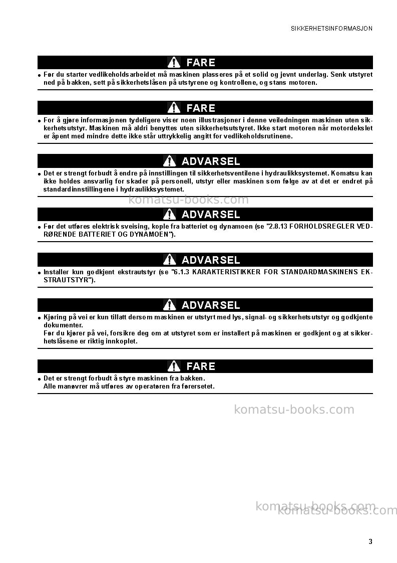 Komatsu sk1020-5ita-turbo Operation manual cover Page 5
