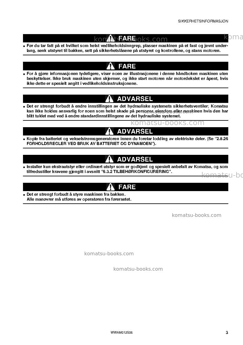 Komatsu pc26mr-3ita Operation manual cover Page 5 Komatsu pc26mr-3ita Operation manual cover Page 5