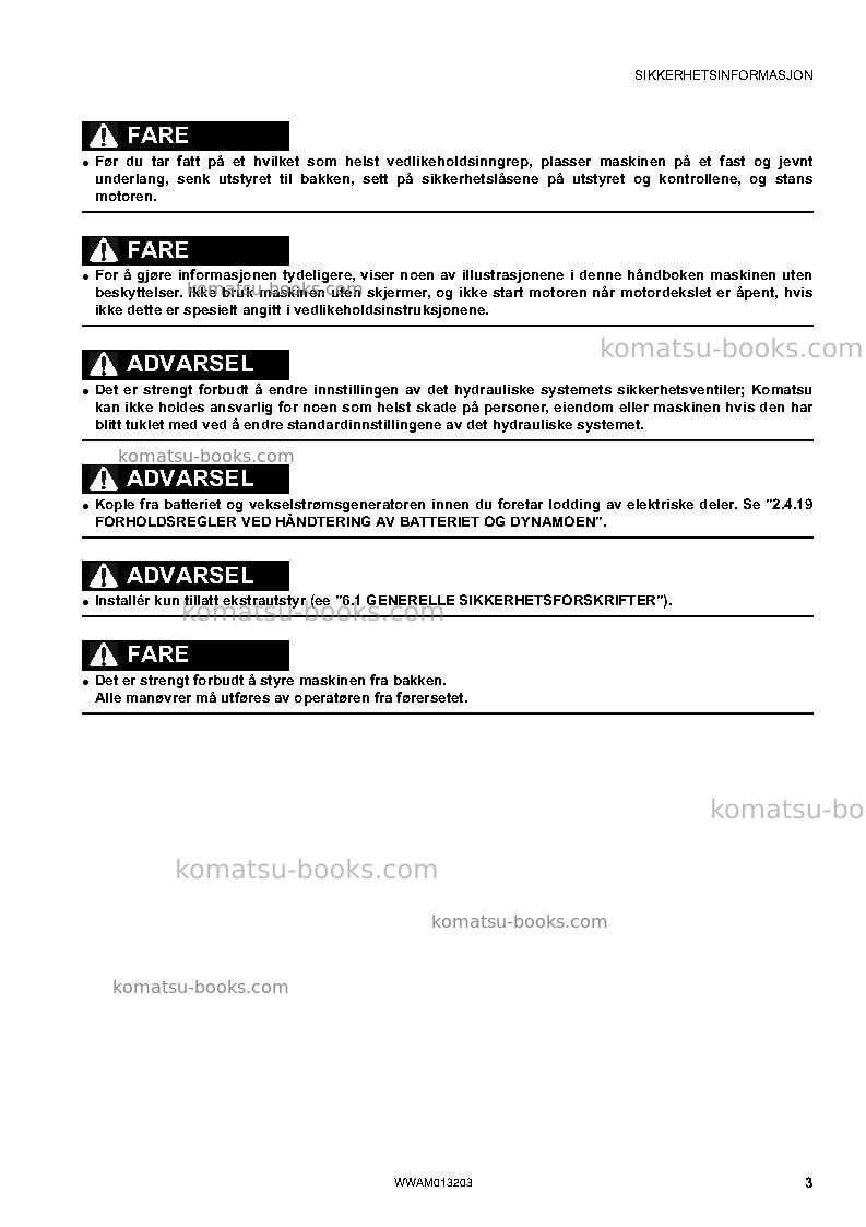 Komatsu pc78us-8jpn-for eu Operation manual cover Page 5