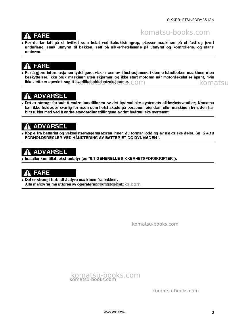 Komatsu pc78us-8jpn-for eu Operation manual cover Page 5