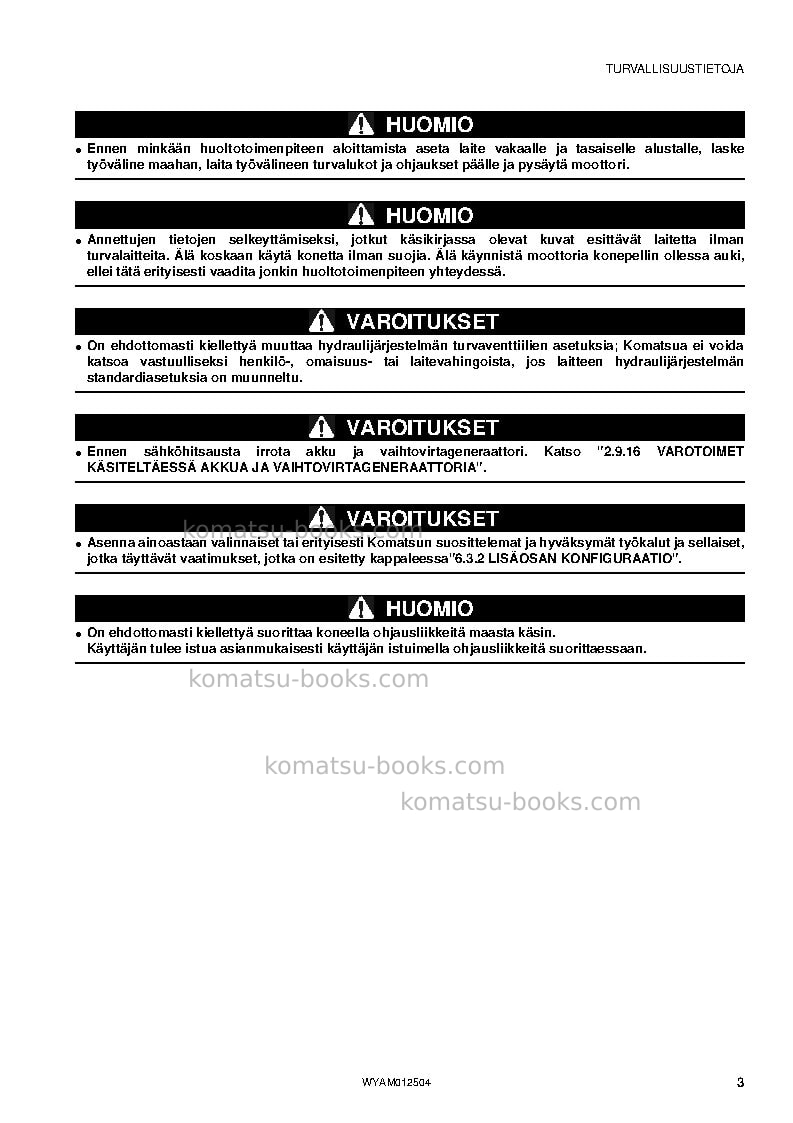 Komatsu pc26mr-3ita Operation manual cover Page 5 Komatsu pc26mr-3ita Operation manual cover Page 5