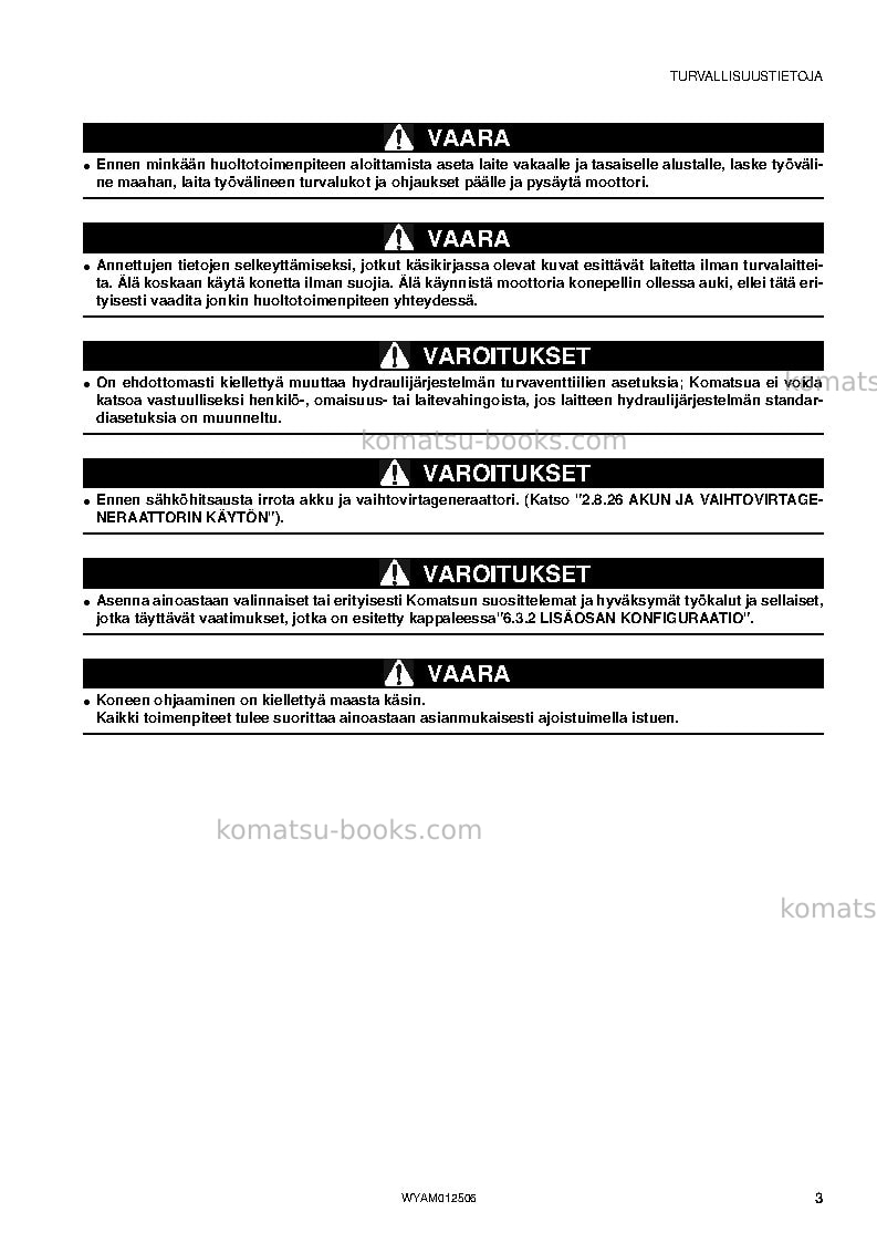 Komatsu pc26mr-3ita Operation manual cover Page 5